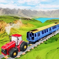 Chained tractor towing train game