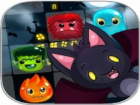 Happy halloween monstres witch - match 3 puzzle