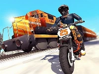 Tricky bike stunt vs train racing game
