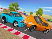 Mini supercars racing crashing